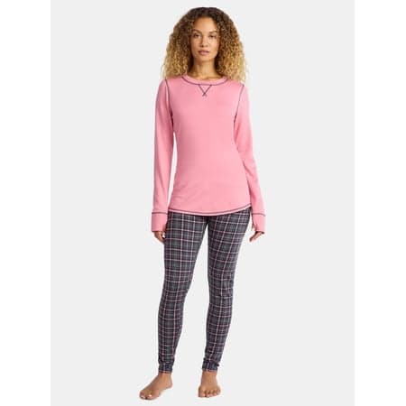 ClimateRight by Cuddl Duds Women's Brushed Comfort Top and Leggings Thermal Base Layer 2-Piece Set, Sizes XS-XXL