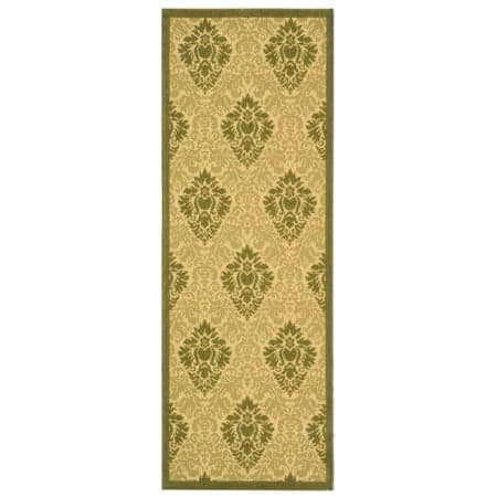 Safavieh Courtyard Jessie Damask Indoor/Outdoor Runner Rug, Natural/Olive, 2'3" x 6'7"