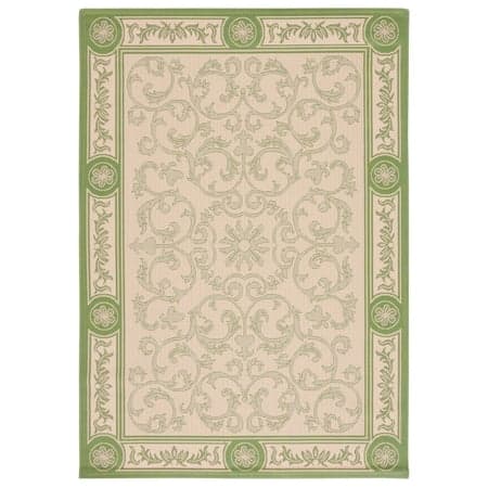 Safavieh Courtyard Bairre Botanical Indoor/Outdoor Area Rug, Natural/Olive, 5'3" x 7'7"