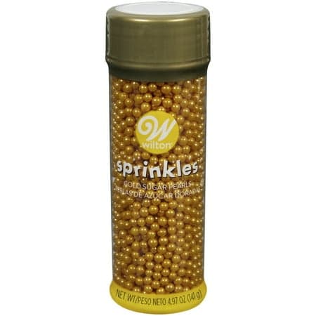 Wilton Gold Sprinkles Metallic Sugar Pearls 4.8 oz. Bottle