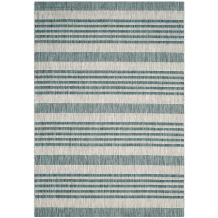 SAFAVIEH Courtyard Patrice Striped Indoor/Outdoor Area Rug, 4' x 5'7", Grey/Blue