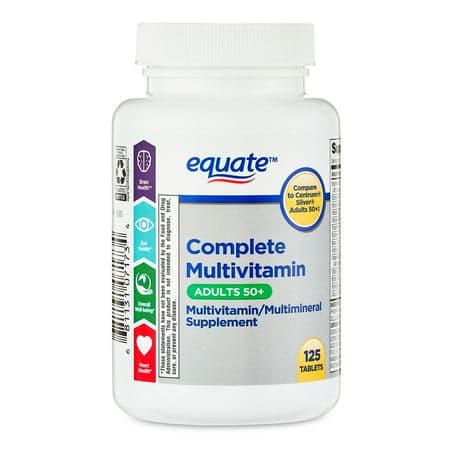Equate Complete Multivitamin/Multimineral Supplement Tablets, Adults 50+, 125 Count, Compare to Centrum® Silver® Adults 50+