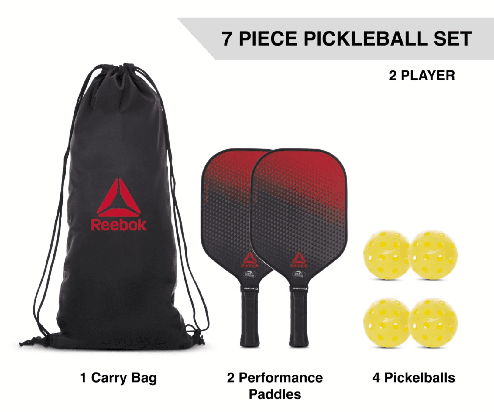 Get Started with Pickleball with the Reebok 7-Piece Equipment Set
