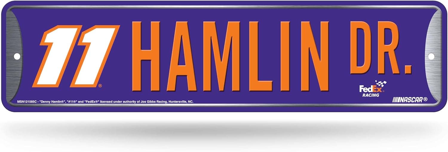 Rico Industries NASCAR Racing Denny Hamlin Metal Street Sign 4" x 15" Home Décor - Bedroom - Office - Man Cave
