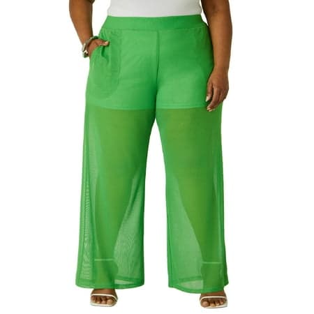 Ashley Stewart Women's Plus Easy Pull On Mesh Pant, Sizes 10/12-26/28