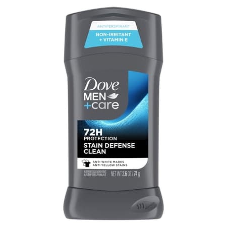 Dove Men+Care Deodorant Stick For Men, Anti-White Marks & Anti-Yellow Stains Stain Defense Clean With 72-hour Sweat And Odor Protection ,2.6 oz