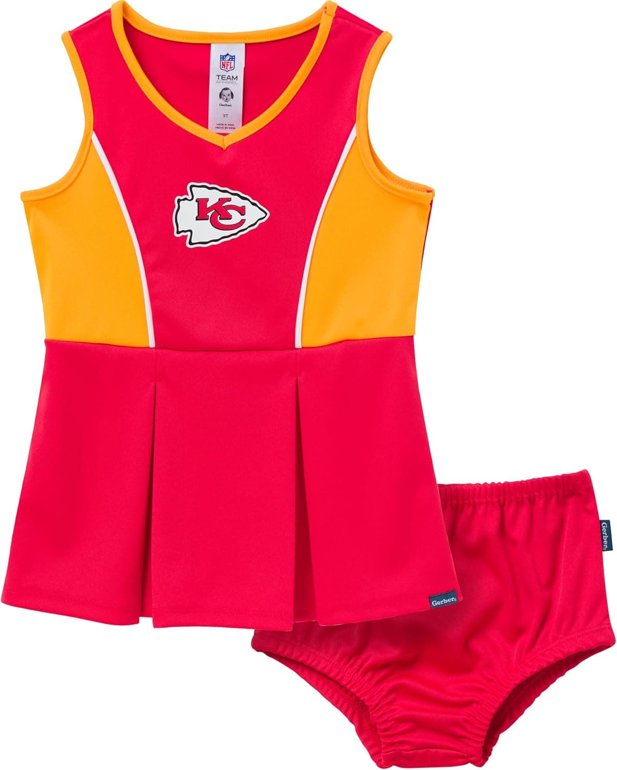 Gerber Toddler Chiefs Cheerleader Dress and Bloomer Set