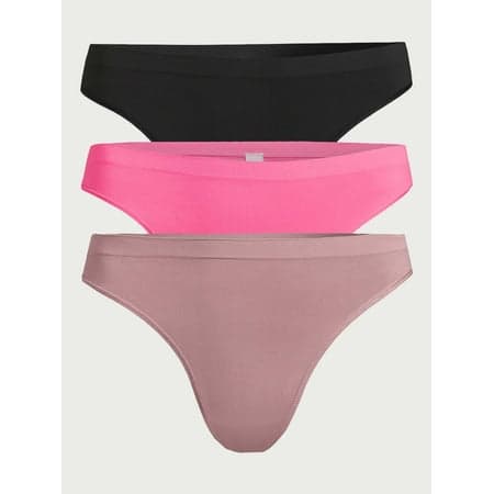 Joyspun Women's Seamless Thong Panties, 3-Pack, Sizes XS to 3XL
