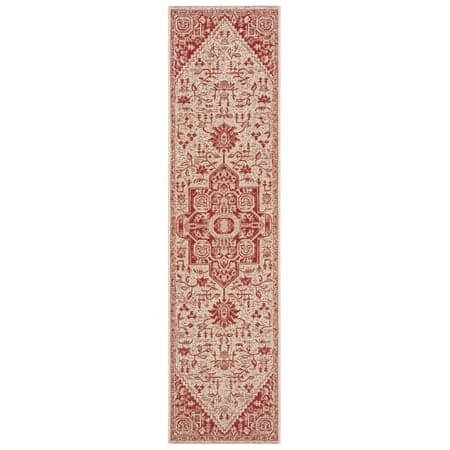SAFAVIEH Linden Georgene Medallion Indoor/Outdoor Runner Rug, Red/Creme, 2'2" x 6'