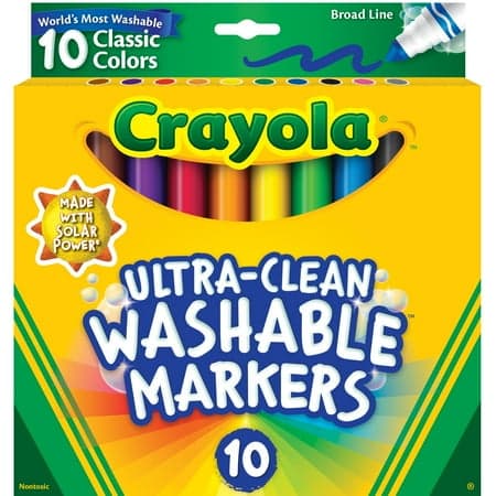 Crayola Ultra-Clean Washable Broad Line Markers, Art Supplies, Back to School Supplies, 10 Ct
