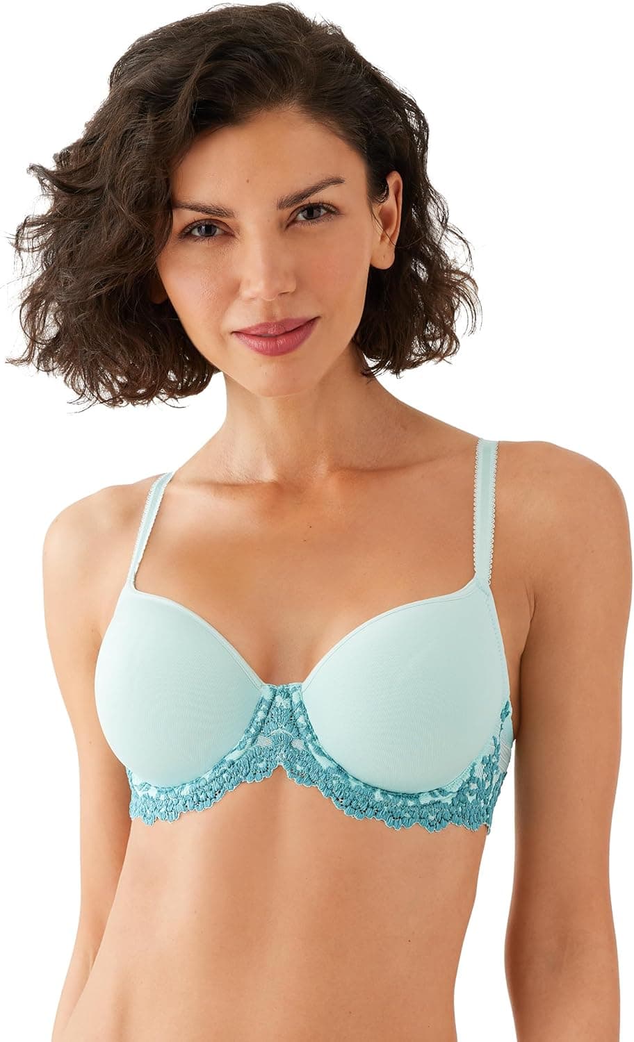 Wacoal Women's Embrace Lace Contour T-Shirt Bra 853191 Eggshell Blue/Brittany Blue 34-G