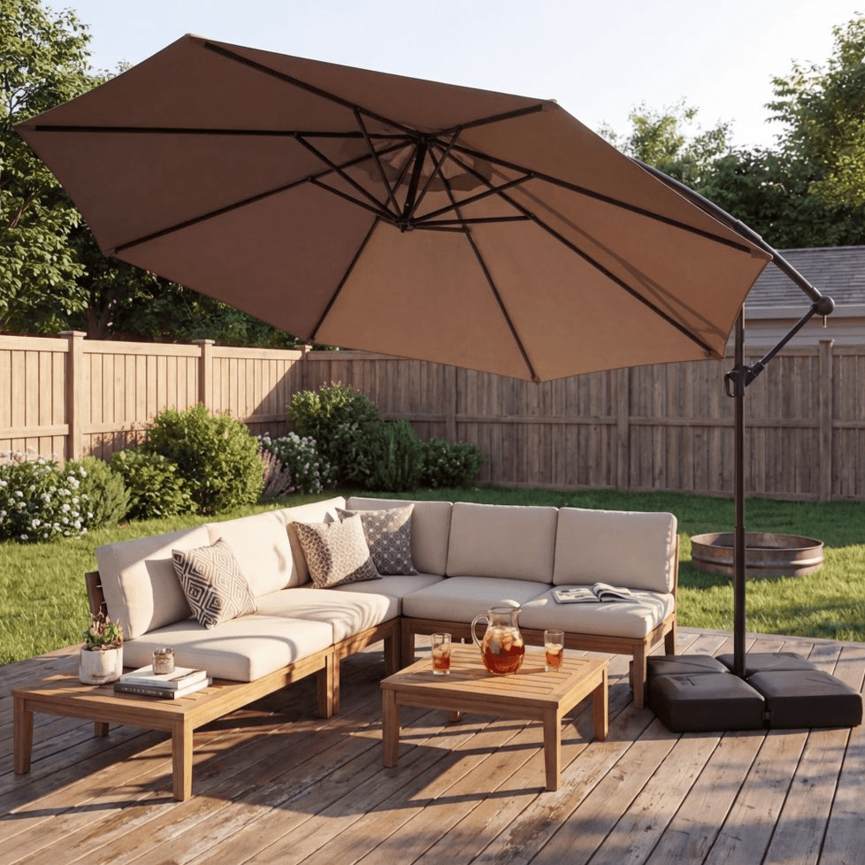 Full Rotation Umbrella with Base for $90