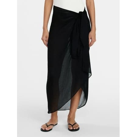 Time and Tru Women's Solid Pareo, One Size, Black Soot