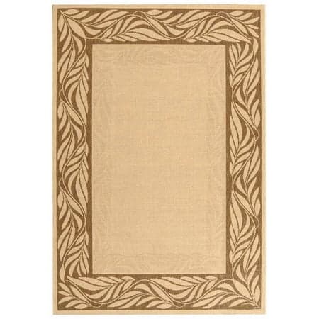 SAFAVIEH Courtyard Micah Floral Indoor/Outdoor Area Rug, Natural/Brown, 5'3" x 7'7"