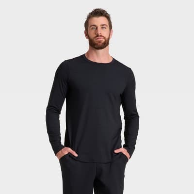 Men's Long Sleeve Soft Stretch T-Shirt - All In Motion™ Black M