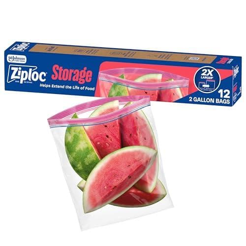 Ziploc 2-Gallon Food Storage Bags - Bulk Pack of 12