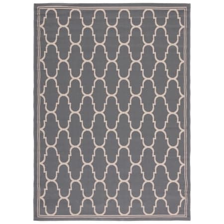 SAFAVIEH Courtyard Eustacia Geometric Trellis Indoor/Outdoor Area Rug Anthracite/Beige, 6'7" x 9'6"