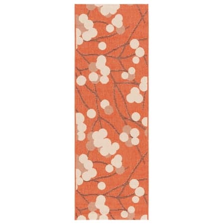 SAFAVIEH Courtyard Connie Floral Indoor/Outdoor Runner Rug, Terra Natural/Brown, 2'3" x 6'7"