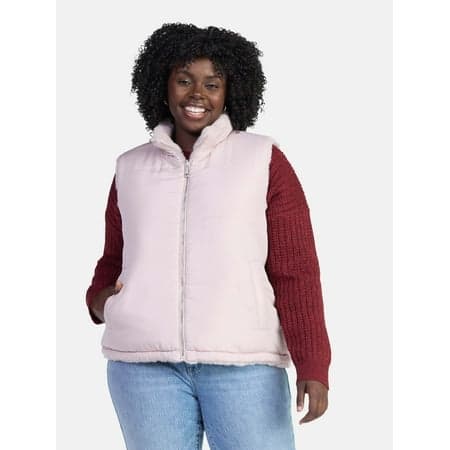 Faux Fur Reversible Vest for Women and Plus Sizes