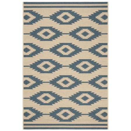 SAFAVIEH Beach House Vasiliki Geometric Indoor/Outdoor Area Rug, Blue/Creme, 3' x 5'