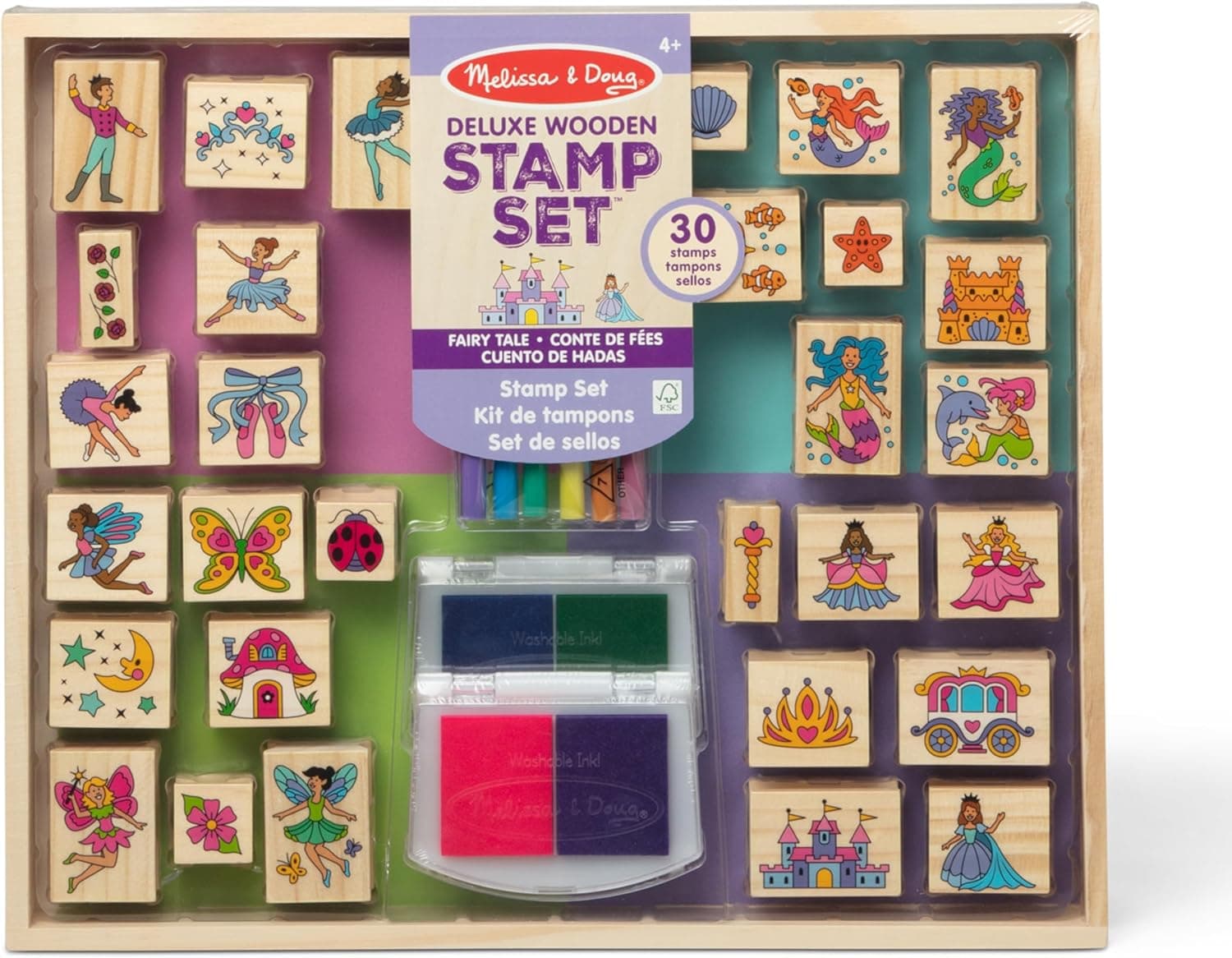 Melissa & Doug Deluxe Wooden Stamp and Coloring Set - Fairy Tale