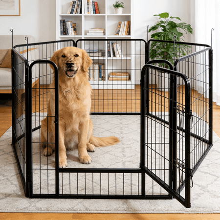 VIVOHOME 8-Panel 40" High Dog Playpen, Heavy Duty Metal Foldable Pet Fence with Doors Indoor Outdoor