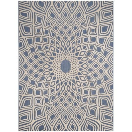 SAFAVIEH Courtyard Thane Nautical Indoor/Outdoor Area Rug, 9' x 12', Blue/Beige