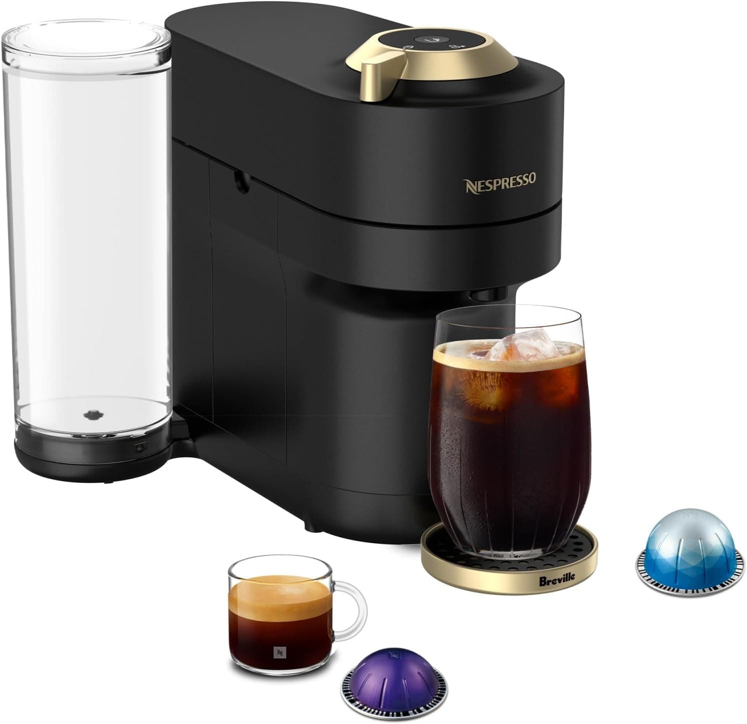 Nespresso Vertuo Pop+ Coffee Maker by Breville - Matte Black & Gold