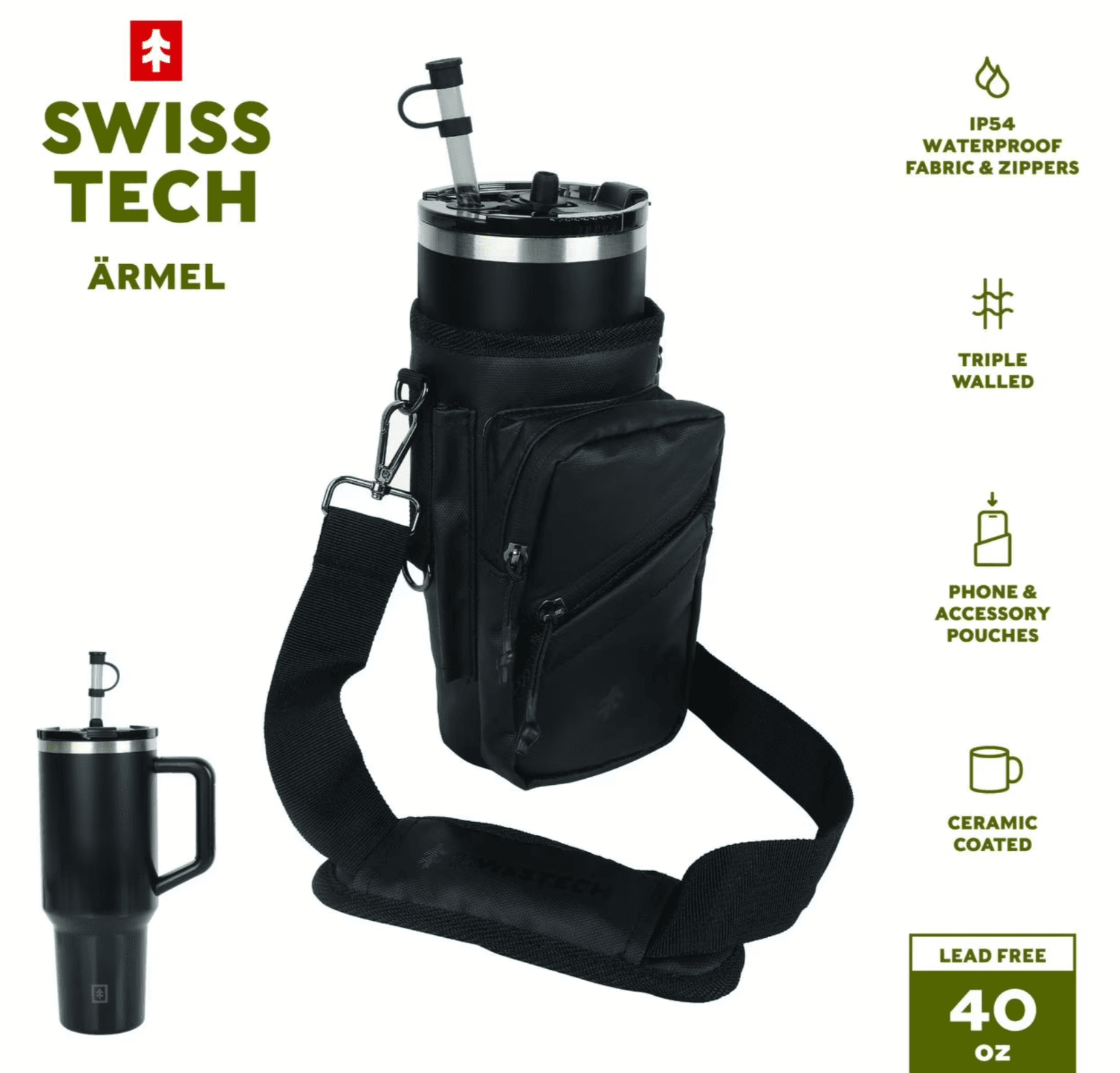 Swiss Tech Insulated 40oz Tumbler with Carrier Bag at Walmart