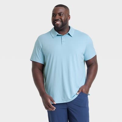 Men's Big Jersey Polo Shirt - All In Motion™ Sky Blue 3XL: Midweight Collared Top