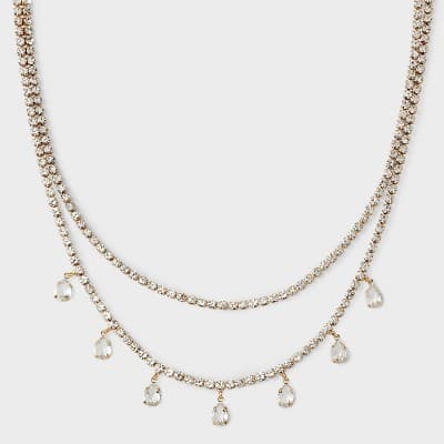 Multi-Strand Cupchain Necklace - A New Day™ Gold/Clear