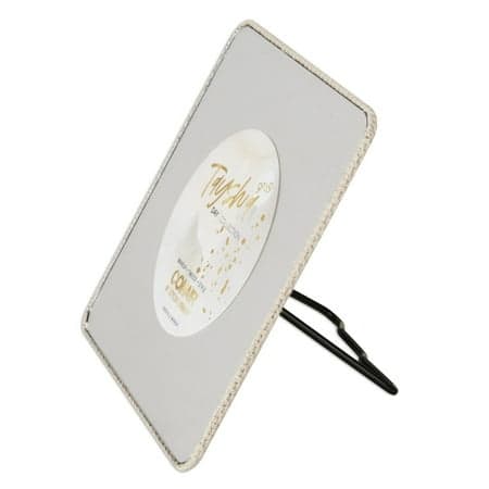 Tayshia by Conair 6" Square Tabletop Glam Mirror with Adjustable Stand, Cream and Black, 1 Count
