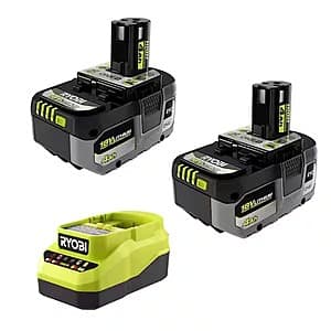 Grab a Powerful Duo: 2-Ct RYOBI ONE+ 4Ah 18V Batteries & 2A Charger