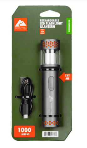 Ozark Trail Rechargeable Waterproof 1000-Lumen LED Pocket Flashlight/Lantern