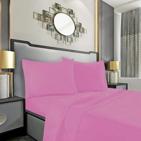 Elegant Comfort 1500 Series 4-Piece Sheet Set - Wrinkle, Fade and Stain Resistant - Deep Pocket Fitted Sheet, All Season Suitable, Queen, Light Pink