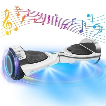 Gotrax FX3 Hoverboard, 6.2mph, for Kids Ages 8+ Years Old, 176lb Max Weight, Bluetooth, Chrome