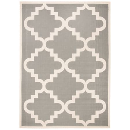 SAFAVIEH Courtyard Jaylee Geometric Indoor/Outdoor Area Rug, Anthracite/Beige, 8' x 11'2"