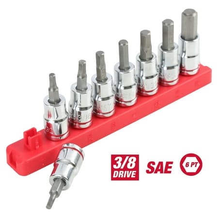 Hyper Tough 9-Piece SAE Hex Socket Set with 3/8-Inch Drive
