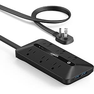 5' 10-in-1 Anker Flat Plug Power Strip w/ 6 AC, 2 USB-A & 2 USB-C $20