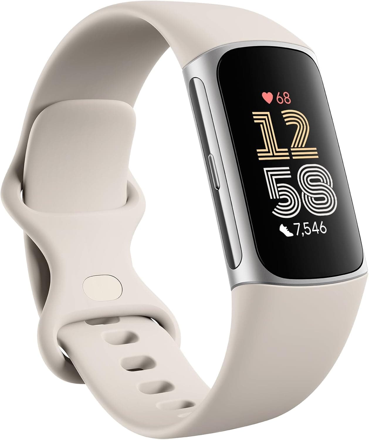 Fitbit Charge 6 Fitness Tracker with Google Apps - Heart Rate on Exercise Equipment - 3-Month Google Health Premium Membership Included - Health Tools - Porcelain/Silver - Small&Large Bands Included