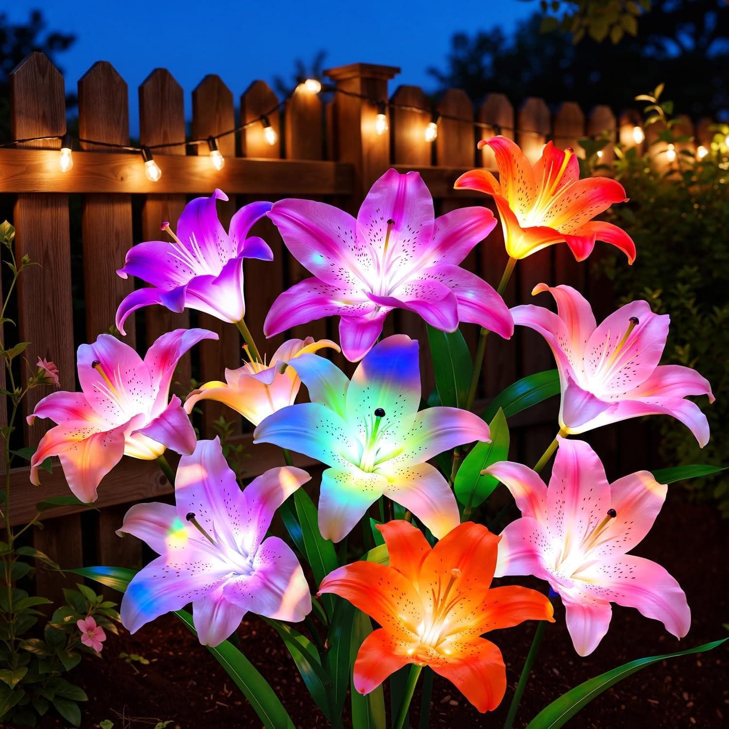 Solar Flower Lights - 4-Pack with 6-Head Lily Design, 55% Off