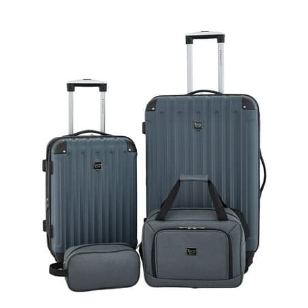 Travelers Club 4-Piece Hard Side Luggage Set with Spinner Wheels - Dark Slate Gray