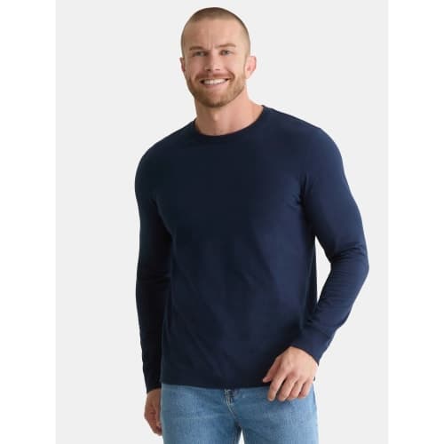 George Men's Long-Sleeve Cotton Crewneck T-Shirt - 57% Off at Walmart