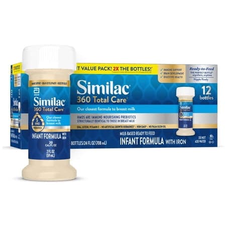 Similac 360 Total Care Infant Formula, Ready-to-Feed, 2-fl-oz (Case of 12)