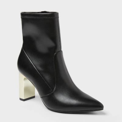 Women’s Sienna Low Shaft Heeled Boots with Memory Foam Insole - A New Day™ Black 11