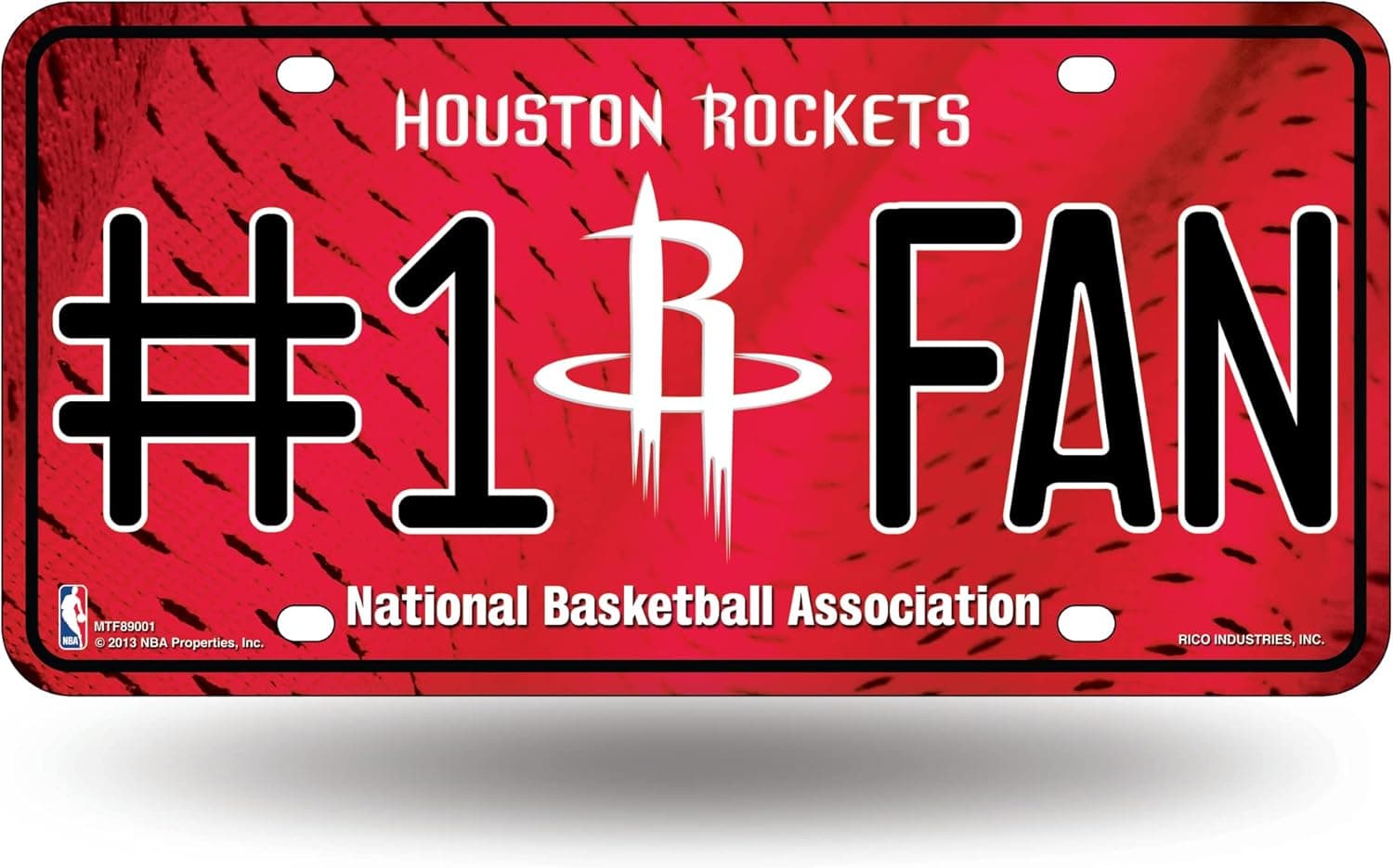 Represent Your Favorite NBA Team with the Houston Rockets #1 Fan Metal Auto Tag