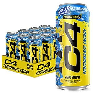 12-Pack C4 Performance Zero Sugar Energy Drink (Jolly Rancher Blue Raspberry) - $15.40 with Subscribe & Save