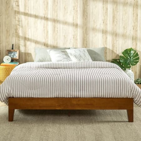 Zinus Wen Deluxe Wood Platform Bed Frame, Cherry Finish, Queen