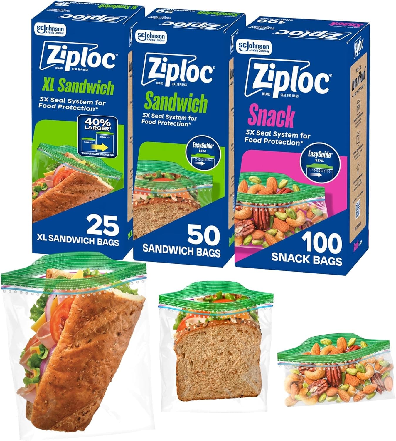 Ziploc Sandwich & Snack Bags with Grip 'n Seal Technology