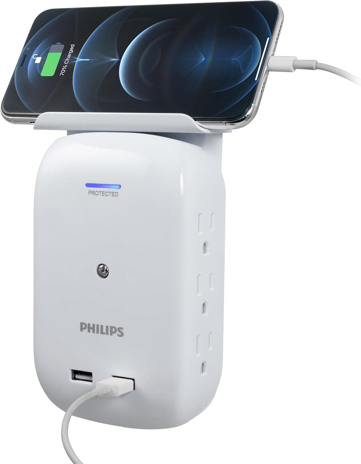 Charge Up with Philips' Versatile Outlet Tap - 2 USB Ports & Surge Protection